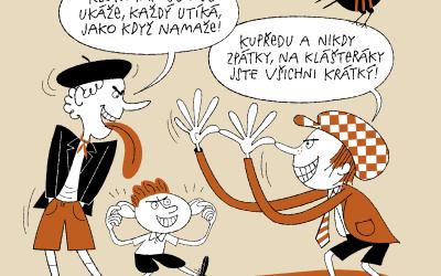 Ilustrace Lukáše Fibricha z naučné stezky Křížem krážem Klokoty