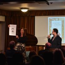 Klára Smolíková a Lukáš Fibrich na vernisáži výstavy Komenský v komiksu