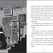 Ukázka z dětské detektivky Tajná dvojka A + B: Zločin mezi dinosaury, kterou napsali Jiří W. Procházka a Klára Smolíková a ilustroval Viktor Svoboda.